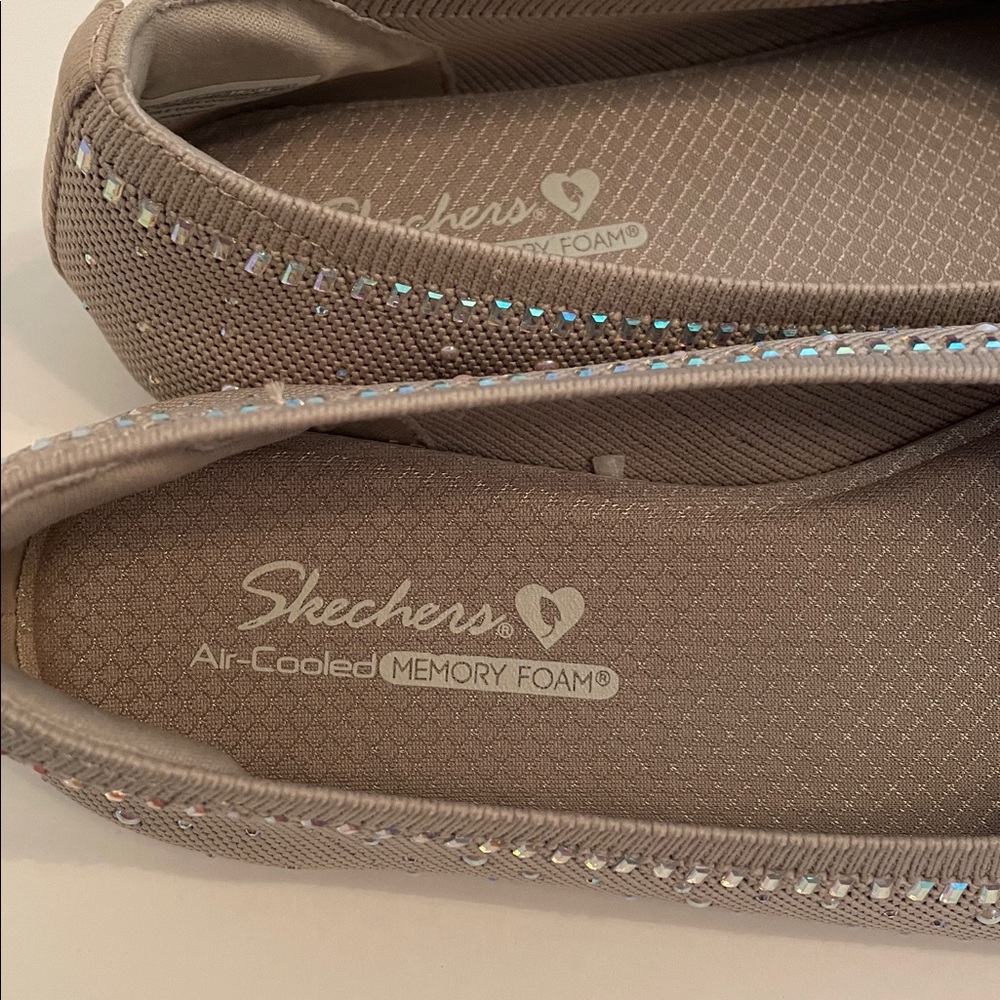 Skechers Cleo 2.0 Shoes Mesmerizing Nights Taupe Comfort Ballet Flats Shoes - Picture 3 of 13
